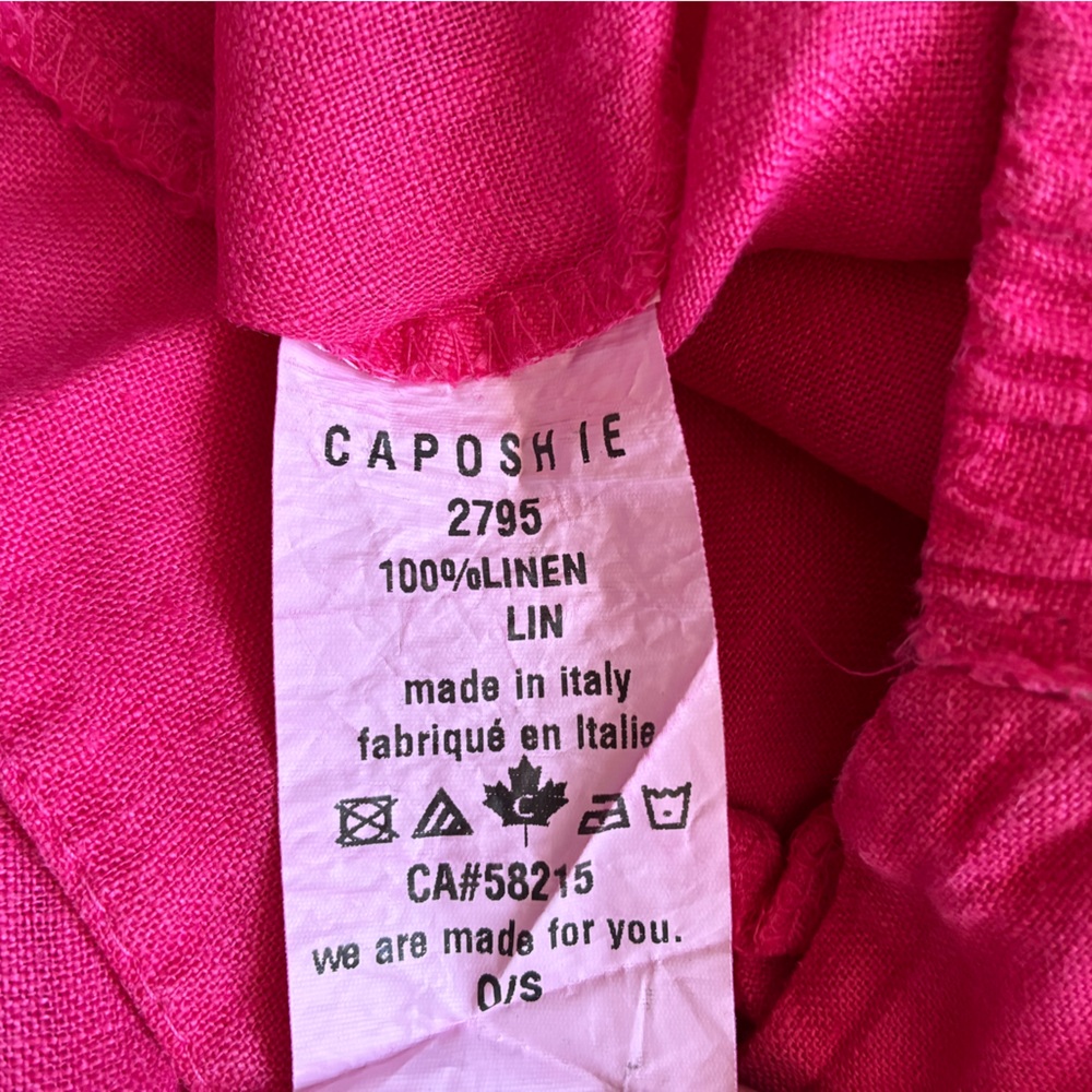 100% Linen Hot Pink Cropped Pants—Made in Italy - Picture 5 of 8
